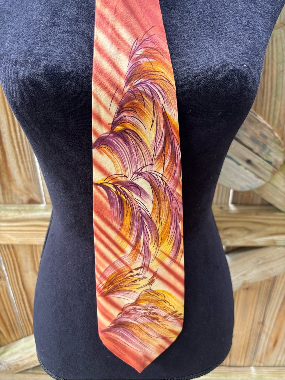 Warm Orange & Yellow Hand Painted Tie Size 53”L - Picture 4 of 6